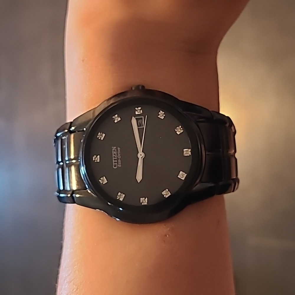 Citizen Unisex Adult Diamond Accent Black Stainless steal watch bracelet